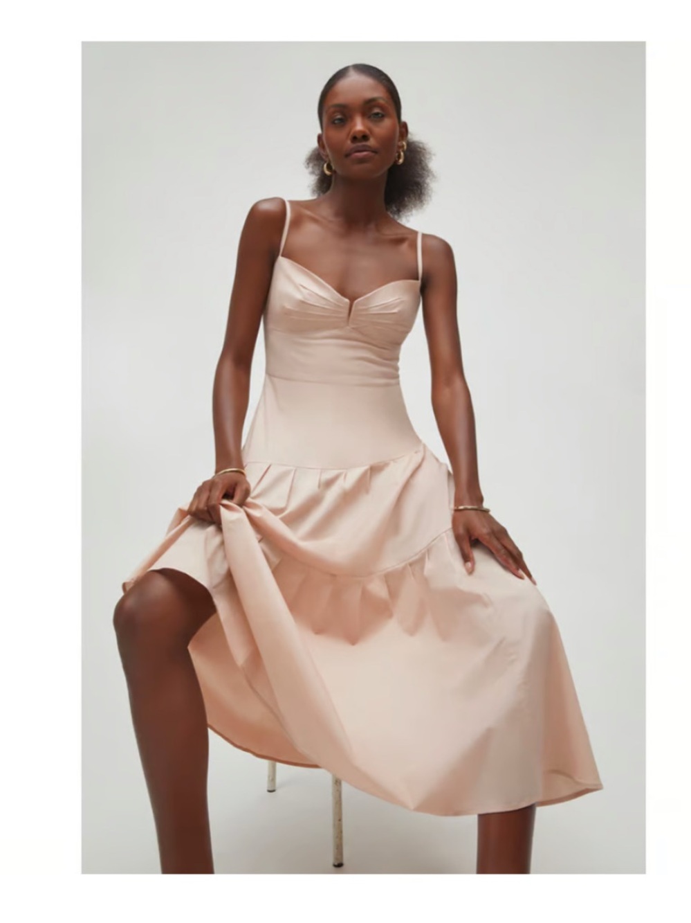Goop G. Label Gloria Bustier Detox Essentials Cotton Midi Dress, size 10